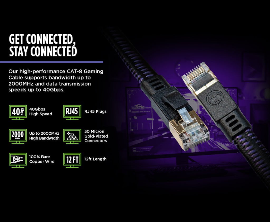 SWECENT Cable Ethernet Cat 8, Cable réseau Internet plat haute vitesse SWECENT Cable Ethernet Cat 8, Cable réseau Internet plat haute vitesse